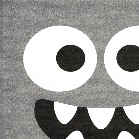 Preview: Design Kinderteppich Rund Grau Monster Look