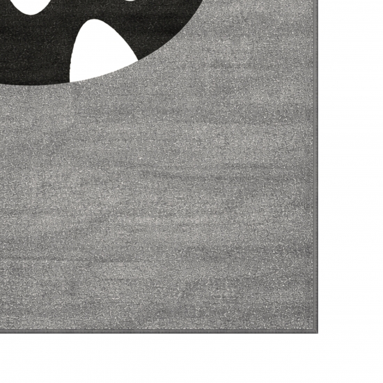 Design Kinderteppich Rund Grau Monster Look