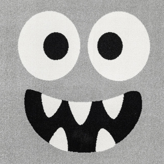 Design Kinderteppich Grau Monster Look