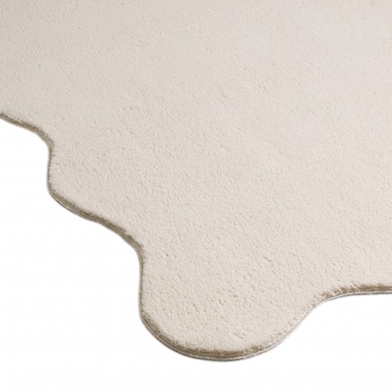 Design Teppich beige weich mit abstrakter Wellenform