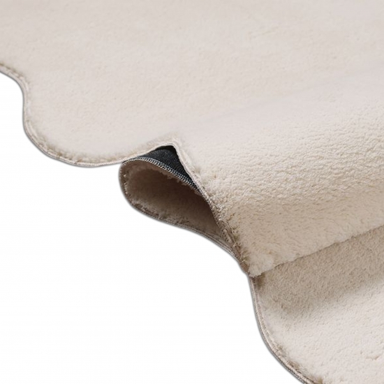 Design Teppich beige weich mit abstrakter Wellenform