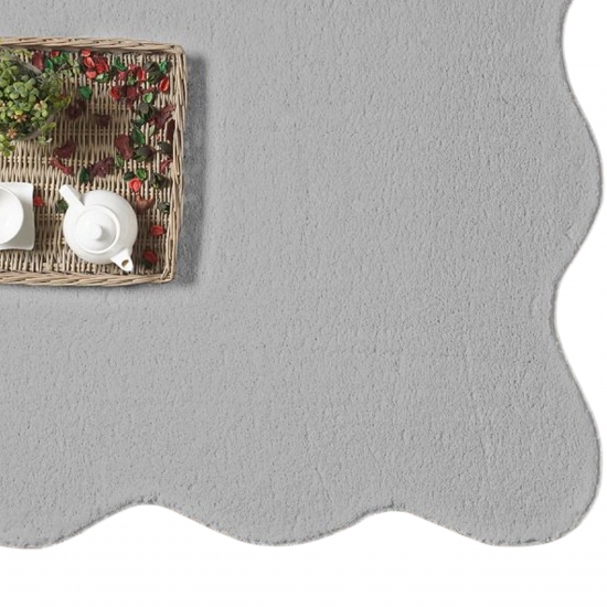 Preview: Teppich grau sanft mit moderner Wellenform