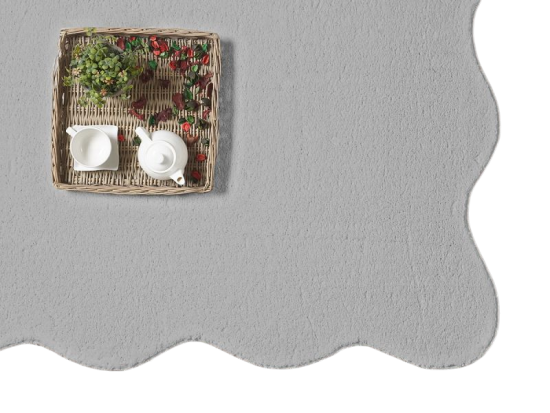 Preview: Teppich grau sanft mit moderner Wellenform