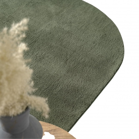 Preview: Design Teppich Shape in eleganter Freiform weich Forest Grün