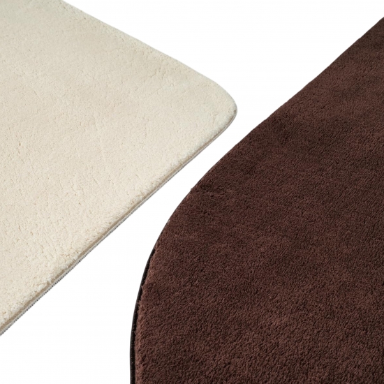 Preview: Design Teppich Shape in eleganter Freiform weich Braun