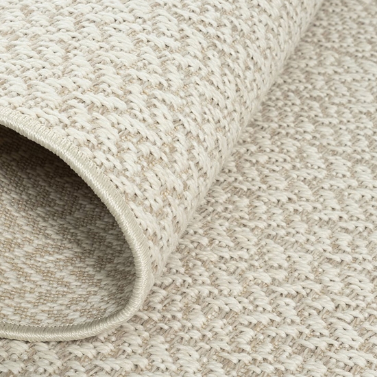 Teppich Outdoor Wohnzimmer wetterfest mit rechteckigem Linienmuster in Creme