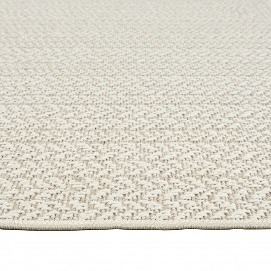 Teppich Outdoor Wohnzimmer wetterfest mit rechteckigem Linienmuster in Creme