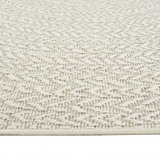 Creme Outdoor-Teppich mit Rundem Linienmuster – pflegeleicht