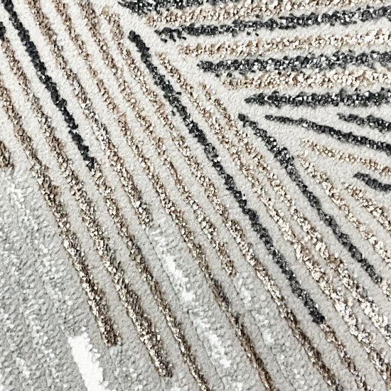 Preview: Ein Teppich mit abstraktem Muster und strahlenden Silber-Bronze Glanzfasern