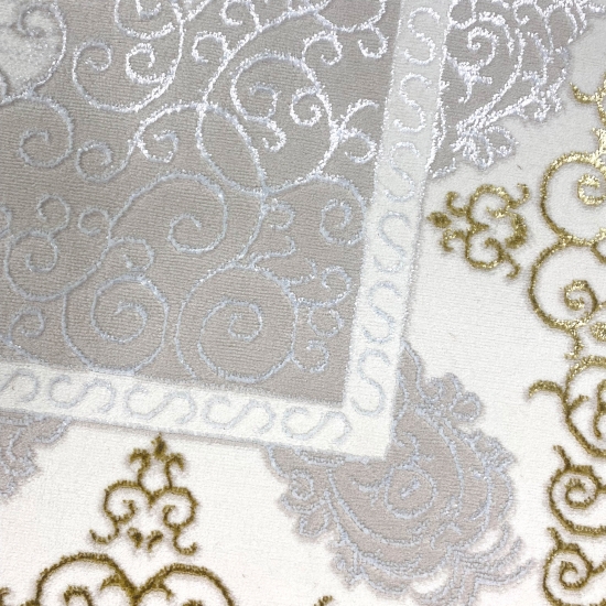 Teppich mit orientalischem Flair | luxuriös | weiß gold grau