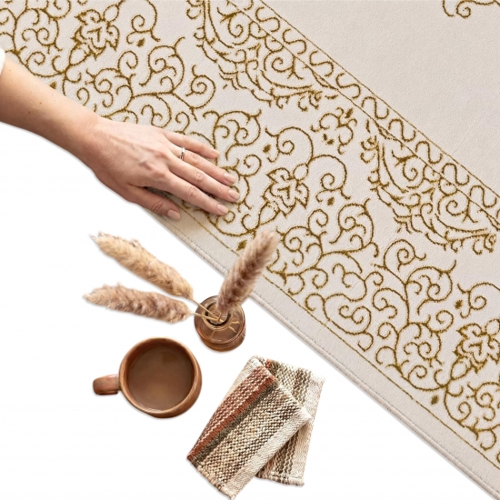 Teppich Creme Gold Ornament Stil modern