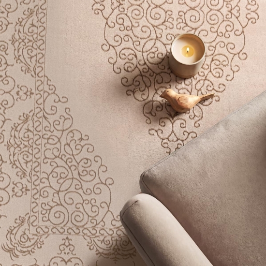Teppich Beige Ornament Stil modern Wohnbereich