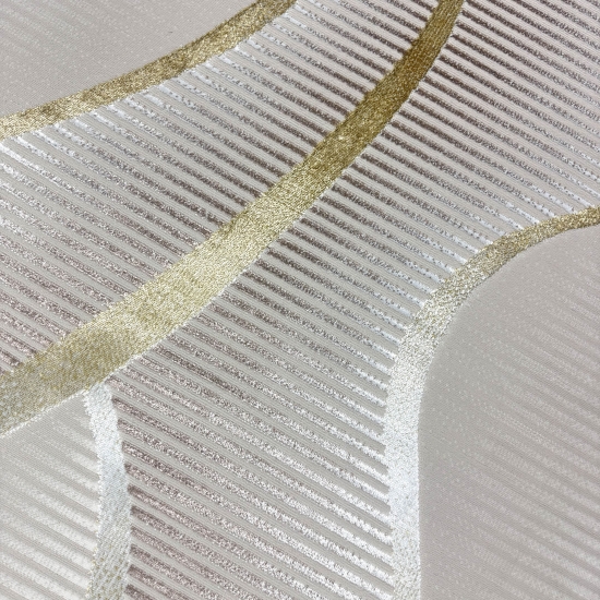 Kurzflorteppich Creme geschwungene Linien modern mit Glanzeffekt für Wohnzimmer und Schlafzimmer