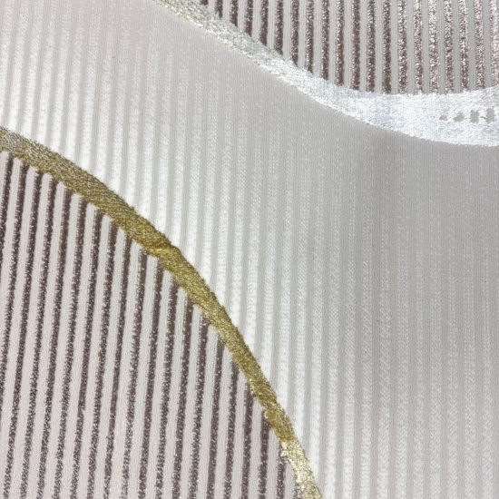Kurzflorteppich Creme geschwungene Linien modern mit Glanzeffekt für Wohnzimmer und Schlafzimmer