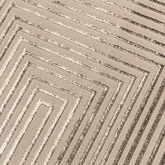 Moderner Wohnzimmerteppich im geometrischen Design in Braun