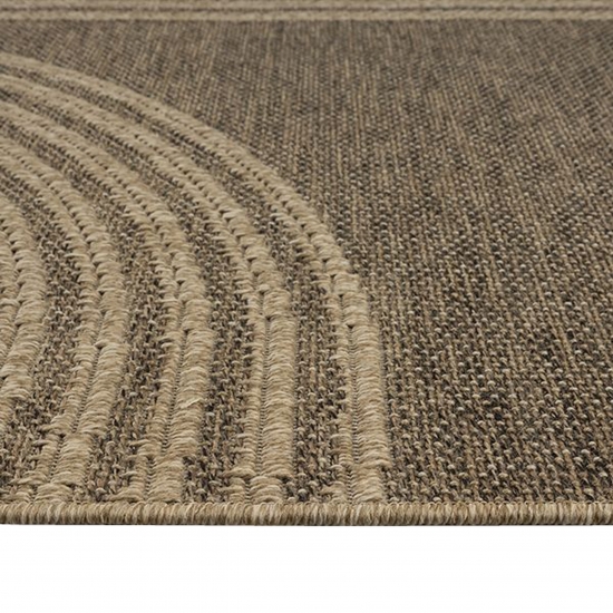 In- & Outdoor Teppich mit geometrischem Bogenmuster in braun beige