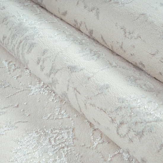 Preview: Teppich Creme Ornament Design Vintage Stil für Wohnräume