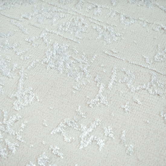 Preview: Teppich Creme Ornament Design Vintage Stil für Wohnräume