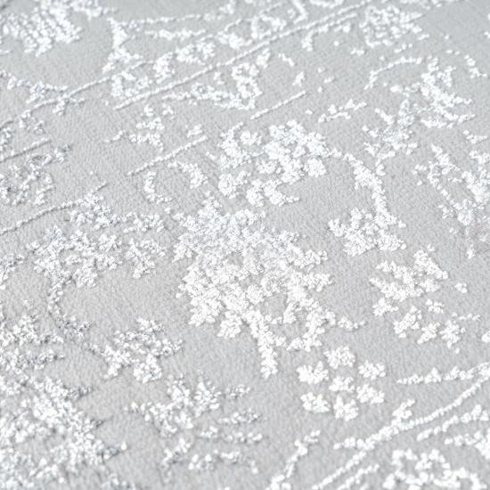 Preview: Teppich Grau Ornament Design moderne Vintage Optik