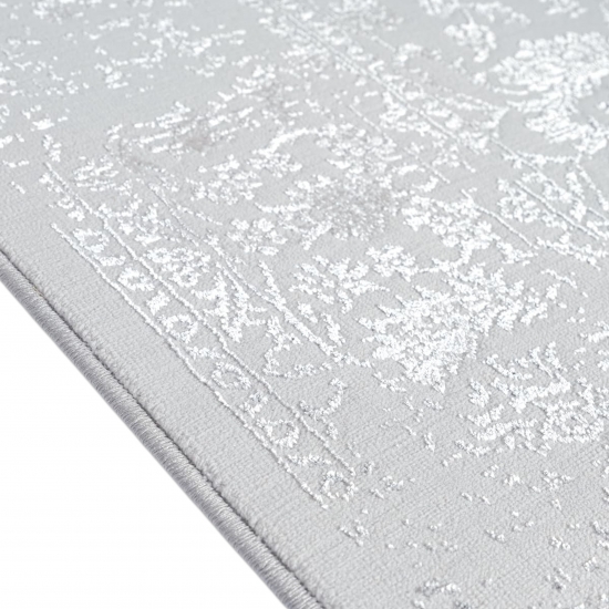 Preview: Teppich Grau Ornament Design moderne Vintage Optik