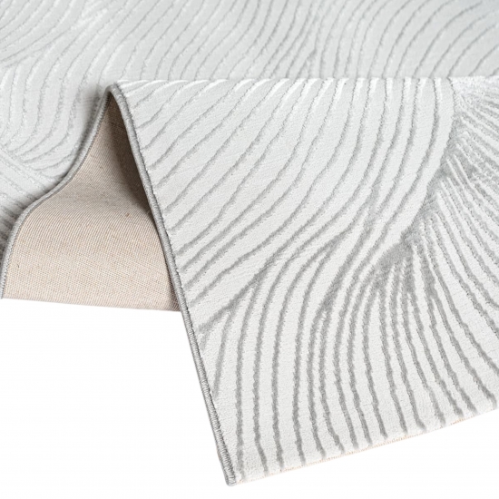 Teppich Silber Strukturmuster modern weich Wohnbereich