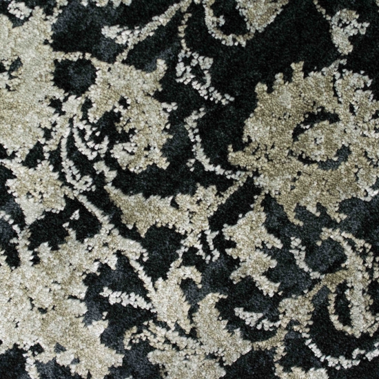 Orientalischer Teppich Wohnzimmer mit Blumenmotiv in schwarz beige