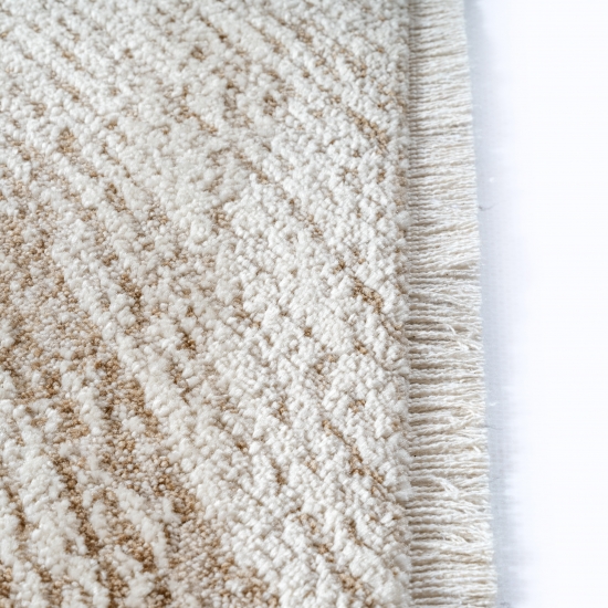 Preview: Moderner Teppich in beige mit Kreis-Design weich pflegeleicht