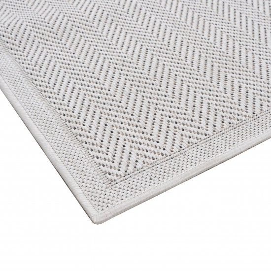 Moderner, pflegeleichter In-Outdoor Teppich mit wetterfestem Zick-Zack Muster in Beige