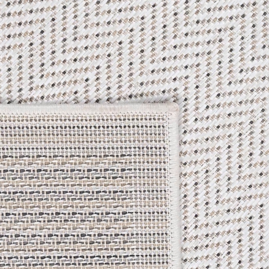 Moderner, pflegeleichter In-Outdoor Teppich mit wetterfestem Zick-Zack Muster in Beige