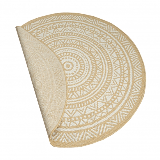 Indoor- & Outdoor-Teppich Balkonteppich rund in Weiß & Beige – Modern und vielseitig