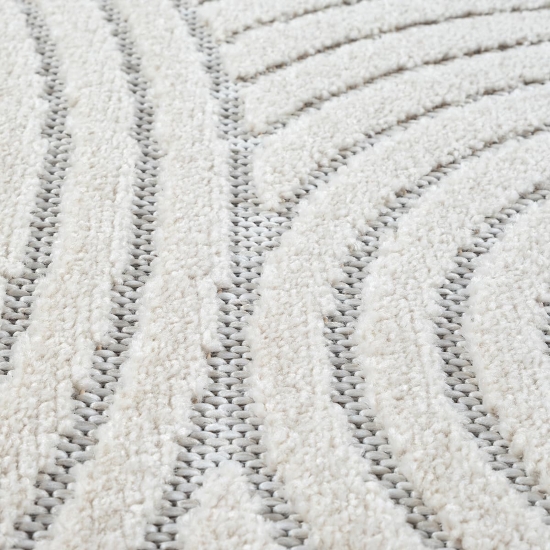 Preview: Teppich Outdoor wetterfest mit Kreismuster – flach gewebt in Creme Preview: Teppich Outdoor wetterfest mit Kreismuster – flach gewebt in Creme
