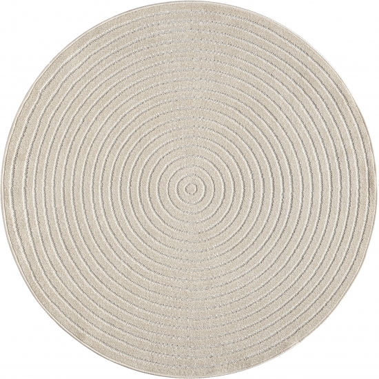 Outdoor Designteppich Beige rund moderne Struktur wetterfest robust