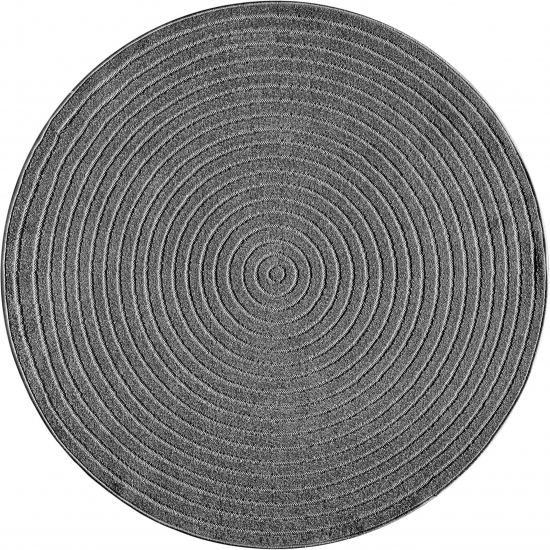 Preview: Outdoor Designteppich Light Anthrazit rund moderne Struktur wetterfest robust