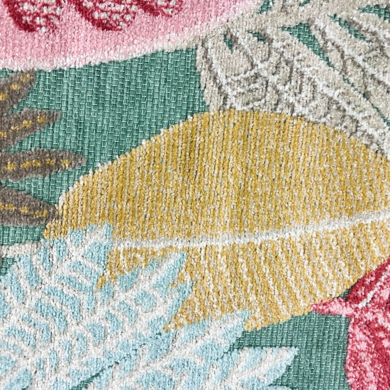 Preview: Outdoorteppich Teppich Außenbereich Blumen Muster 3d-Effekt wetterfest creme bunt