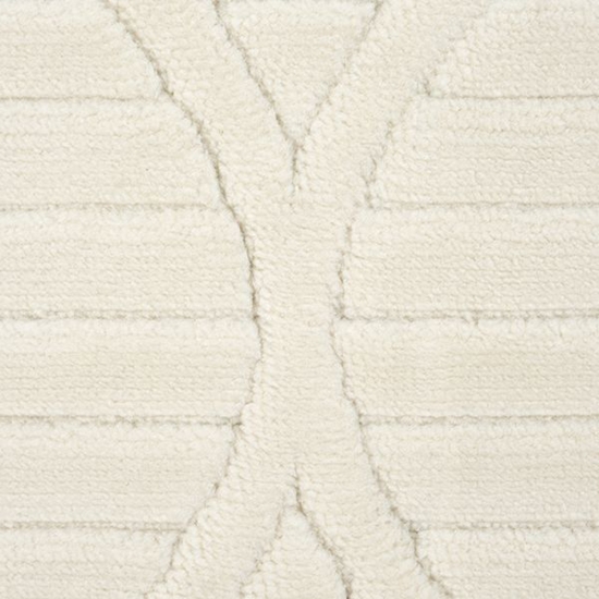 Weicher Wohnzimmerteppich mit niedrigflor und marokkanischem Muster in Creme