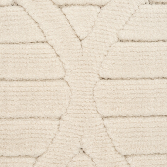 Weicher Wohnzimmerteppich mit niedrigflor und marokkanischem Muster in Beige