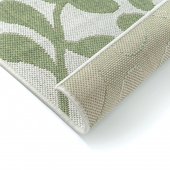 Moderner Outdoor Teppich Grün Weiß Blätterdesign Terrasse
