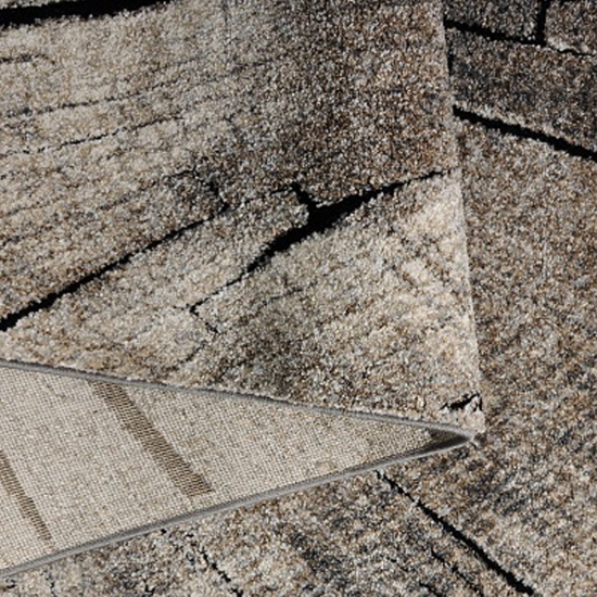Design Teppich Beige Grau Holzstruktur Kreis modern elegant Wohnbereich