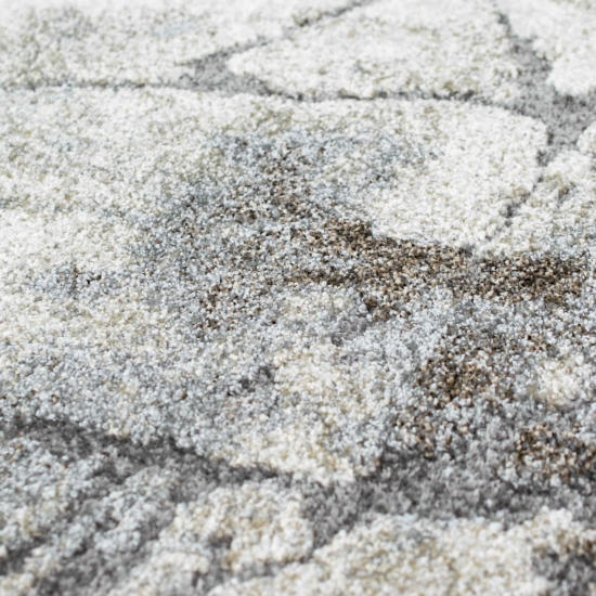 Preview: Design Teppich Creme Grau Steinoptik modern elegant Wohnbereich