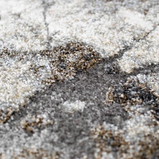 Design Teppich Creme Grau Steinoptik modern elegant Wohnbereich