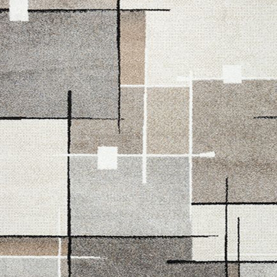 Moderner Teppich mit geometrischem Muster – Beige, Grau & Schwarz – Weich & pflegeleicht
