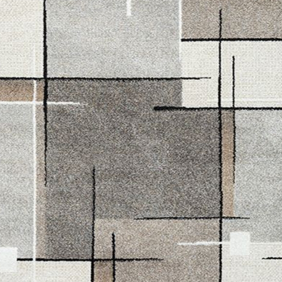 Moderner Teppich mit geometrischem Muster – Beige, Grau & Schwarz – Weich & pflegeleicht