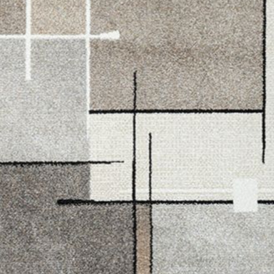 Moderner Teppich mit geometrischem Muster – Beige, Grau & Schwarz – Weich & pflegeleicht