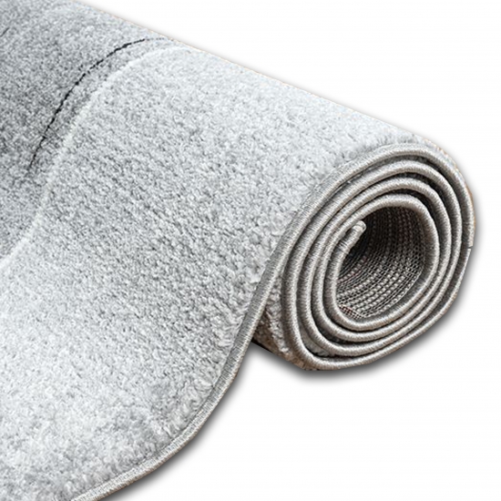 Moderner Teppich mit geometrischem Muster – Beige, Grau & Schwarz – Weich & pflegeleicht