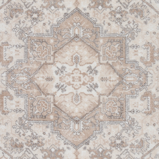 Warm-gemütlicher Kurzflorteppich Orientdesign verziert beige