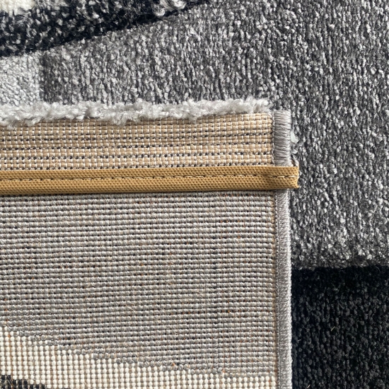 Designer Teppich Wohnzimmerteppich karo grau creme schwarz