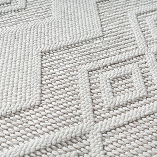 Moderner Teppich mit Loop-Struktur und Reliefmuster Creme