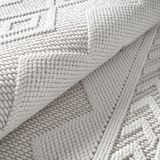 Moderner Teppich mit Loop-Struktur und Reliefmuster Creme