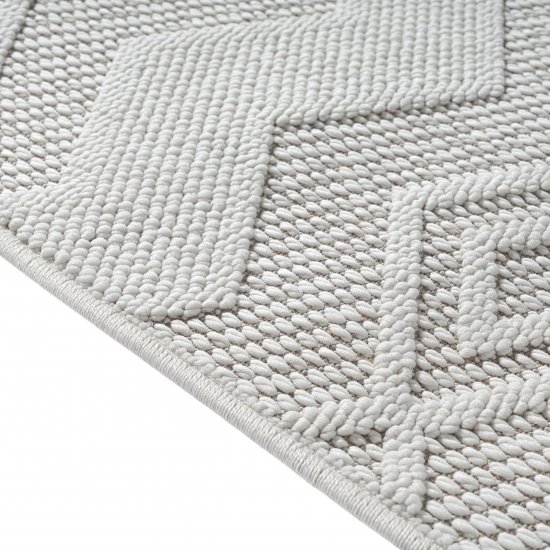 Moderner Teppich mit Loop-Struktur und Reliefmuster Creme