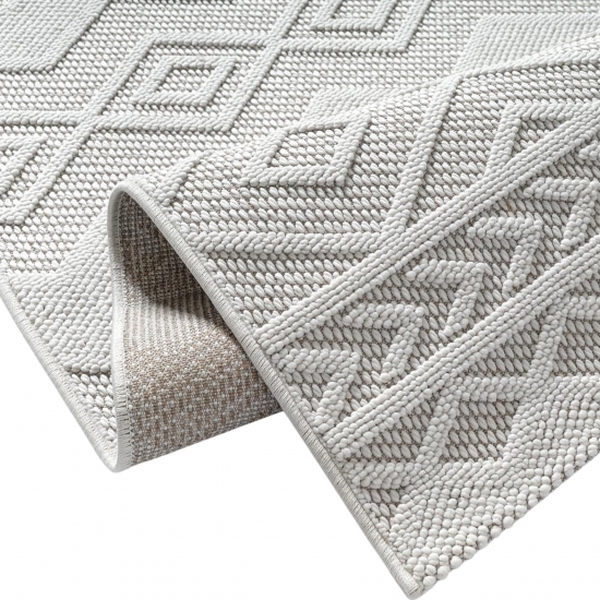 Moderner Teppich mit Loop-Struktur und Reliefmuster Creme
